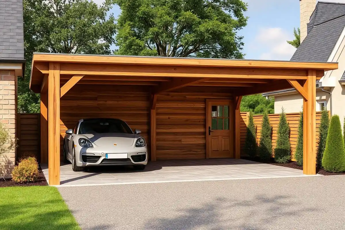 Carport bois sur mesure réalisé par La Planète Bois dans l'Aisne