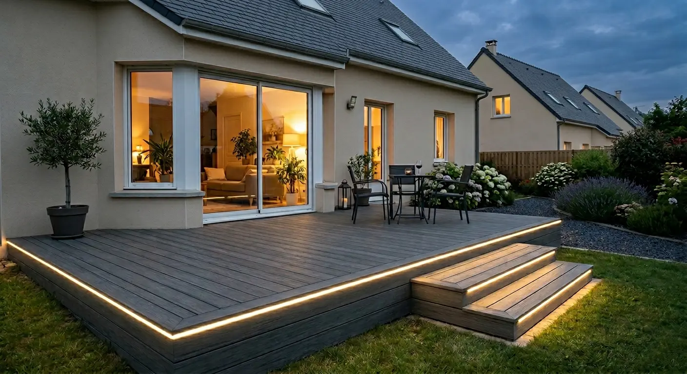 Lames de terrasse en bois de douglas posées par La Planète Bois près de Soissons