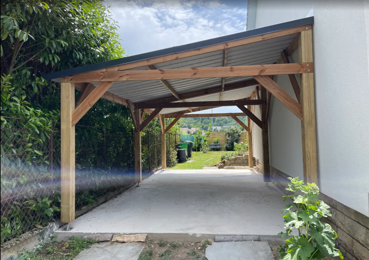 Carport bois autoporté · 28 m²