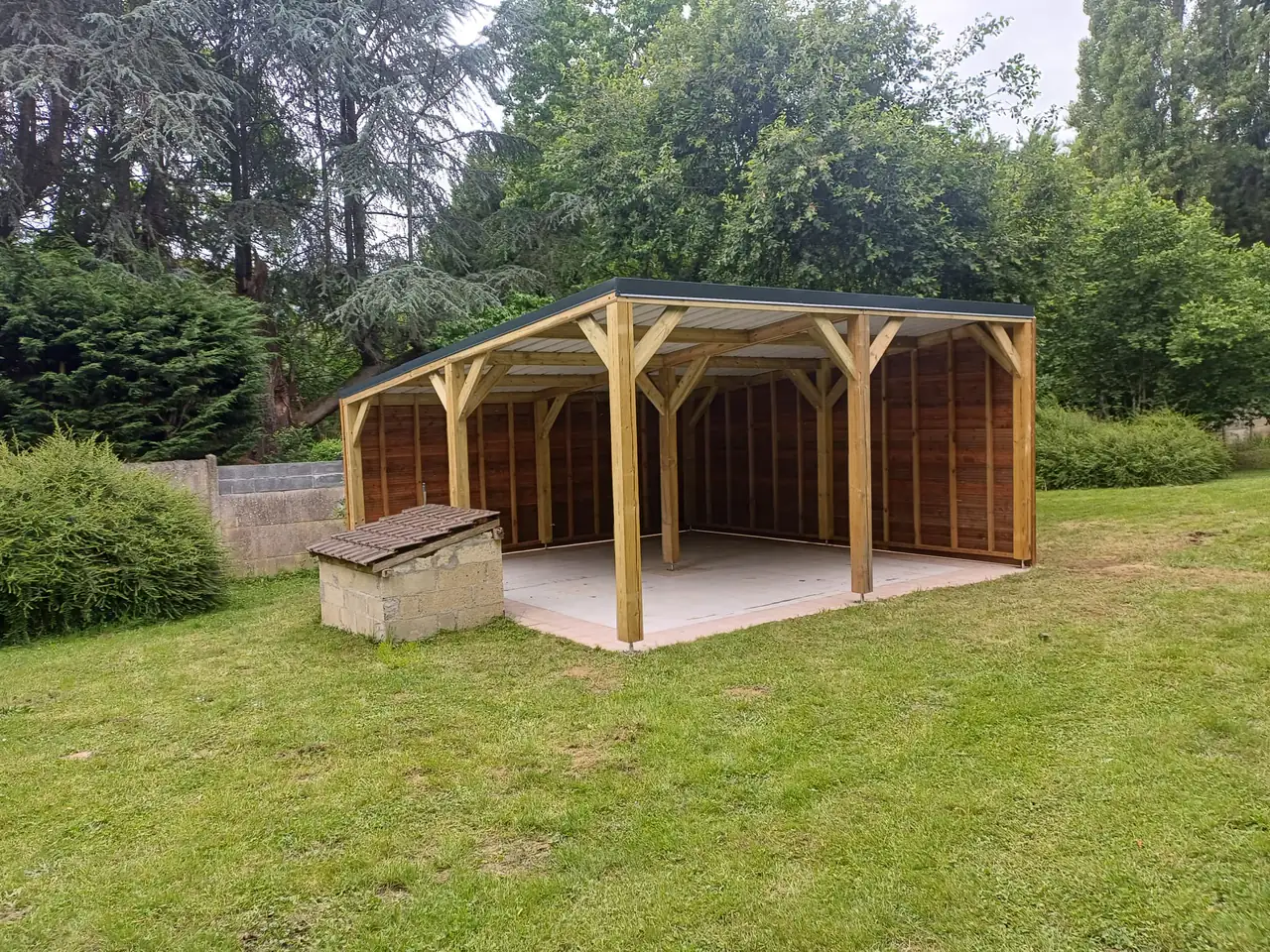 Carport bois avec bardage · 36 m²