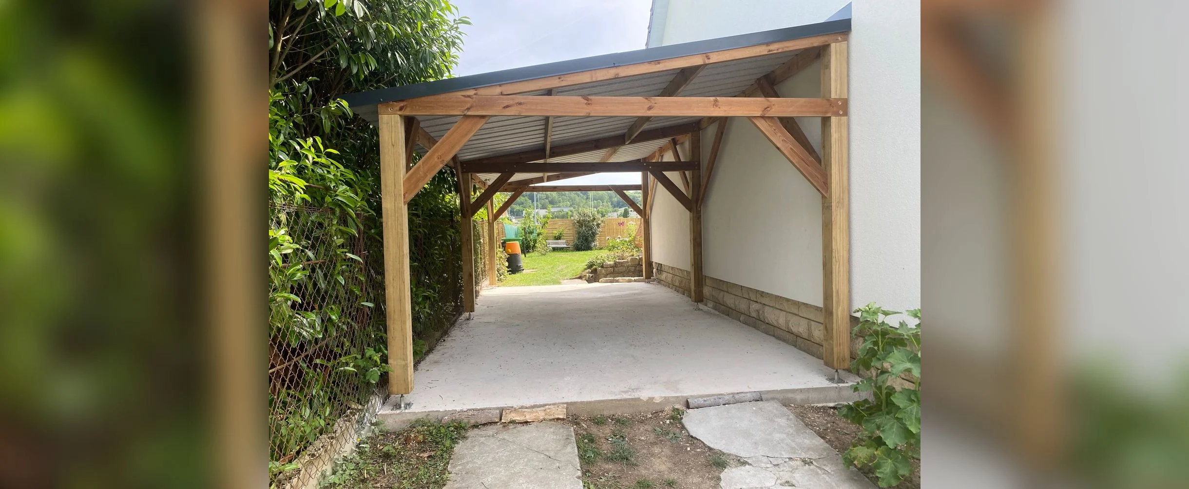 Carport bois adossé