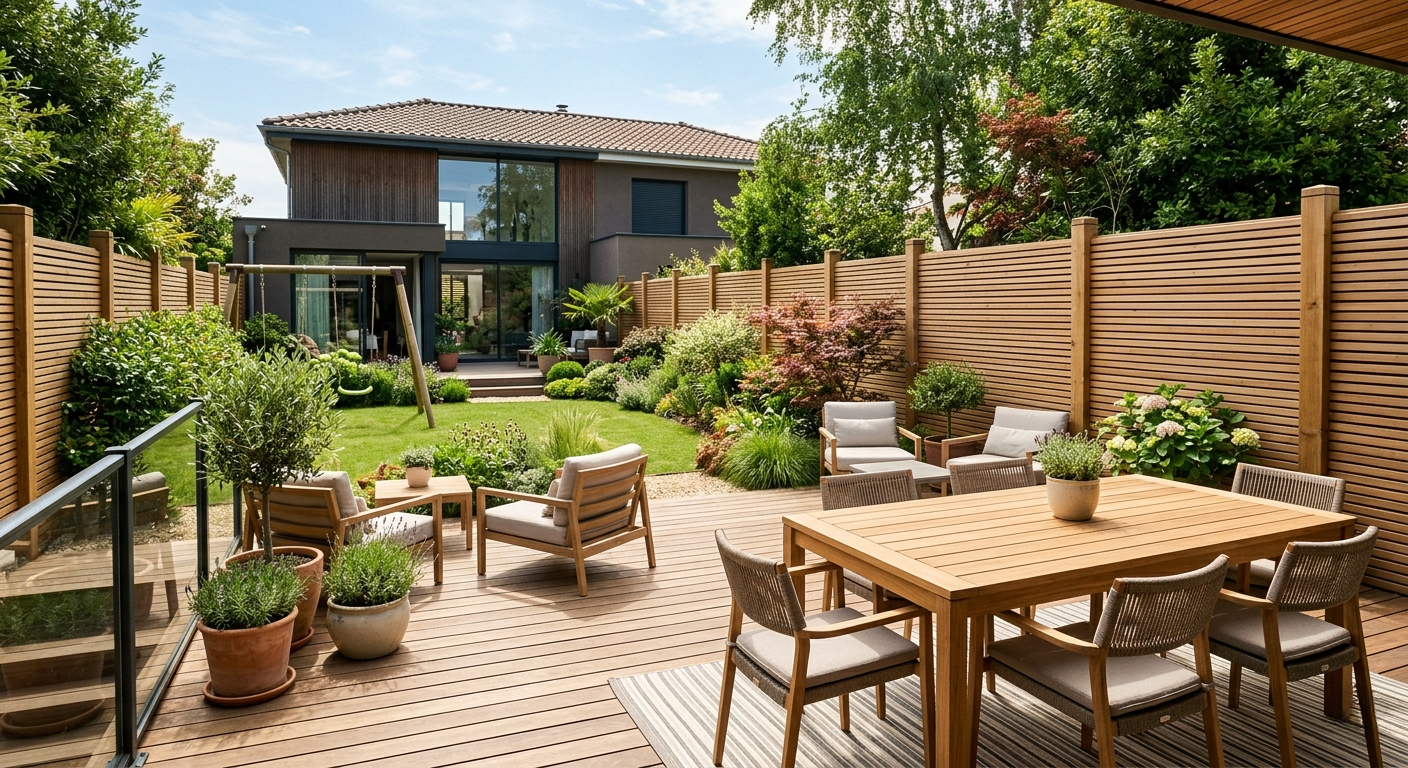 Clôture ajourée jardin moderne