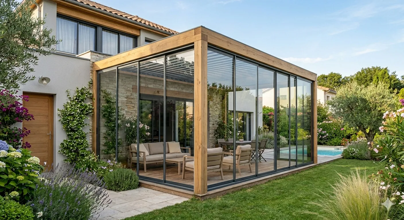 Pergola bois vitrée sur mesure